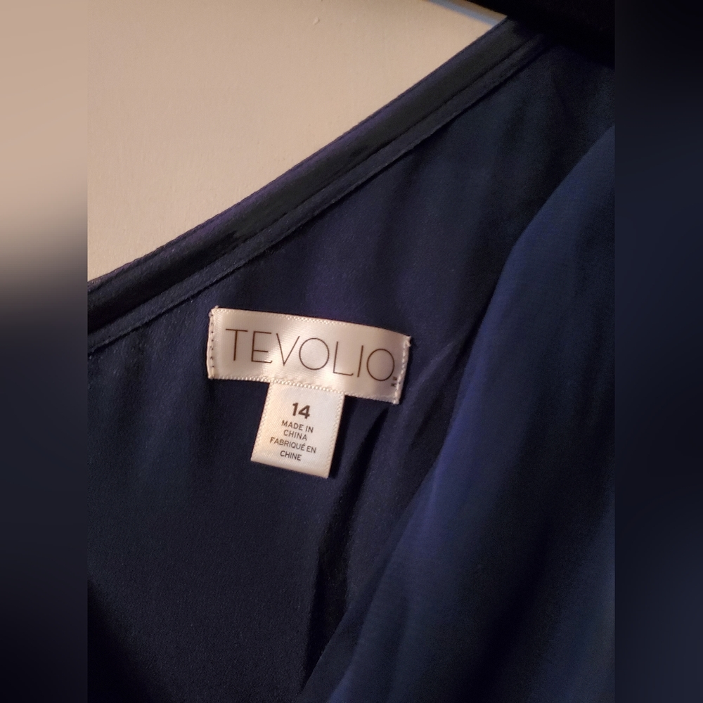 Tevolio One-Shoulder Navy Blue Chiffon David's Bridal Bridesmaid Party Dress 14 - Picture 10 of 10